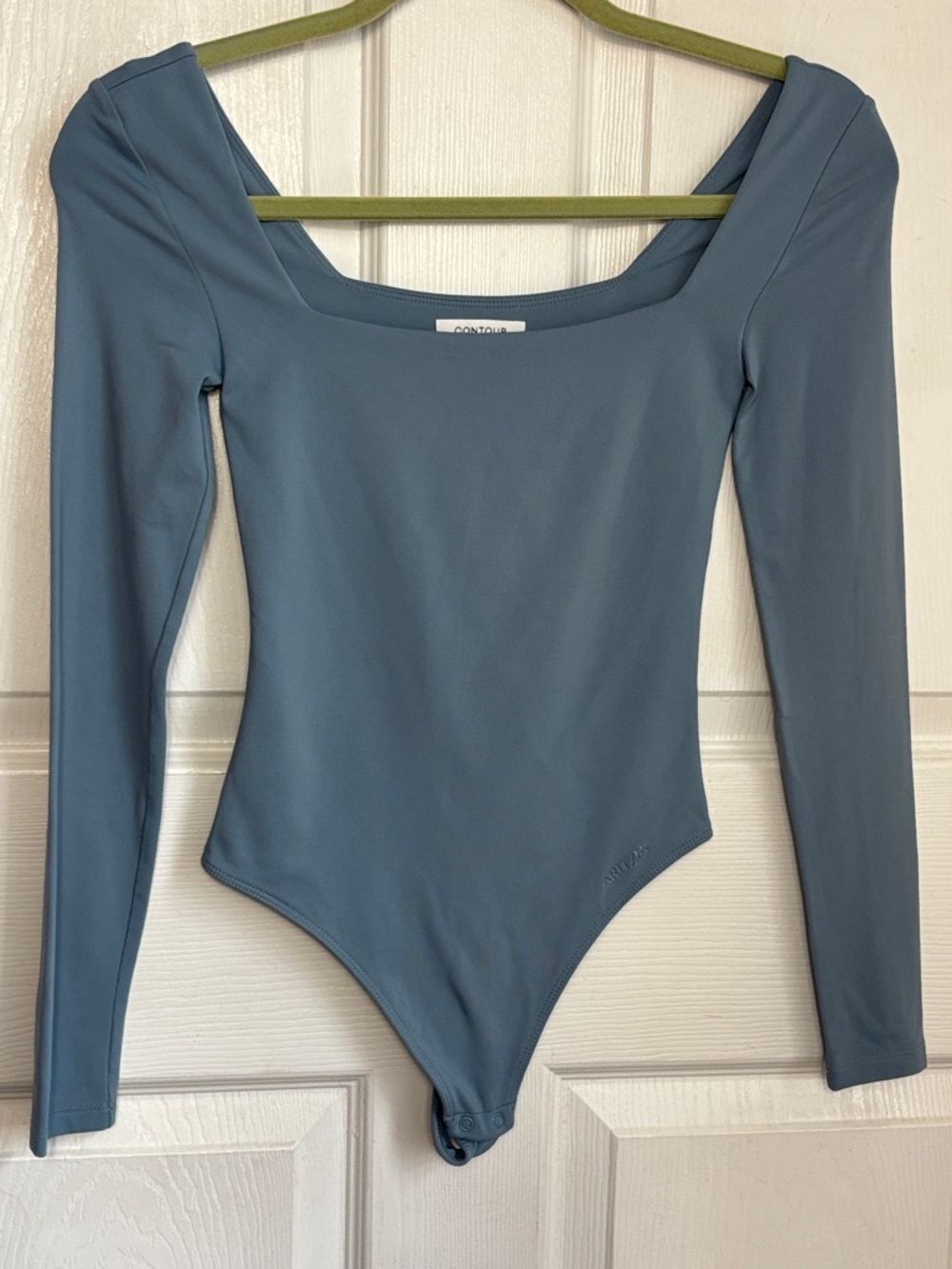 Aritzia Contour Square Neck Long Sleeve Bodysuit - Light Blue Size XS ONE Piece